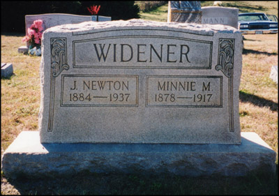 Headstone of James Newton and Minnie Widener