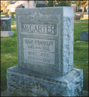 Headstone of Hugh Franklin and Mary Jane Senter McCarter
