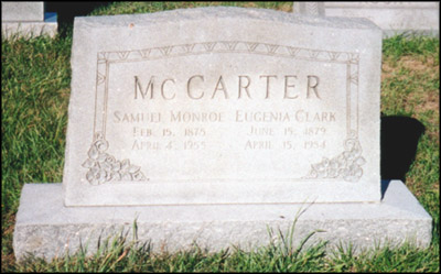 Headstone of Samuel and Eugenia McCarter