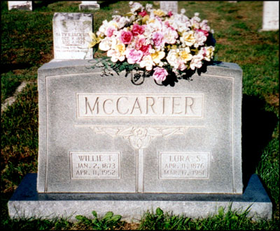 Headstone of William and Lura McCarter