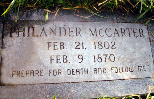 New grave marker for Philander McCarter